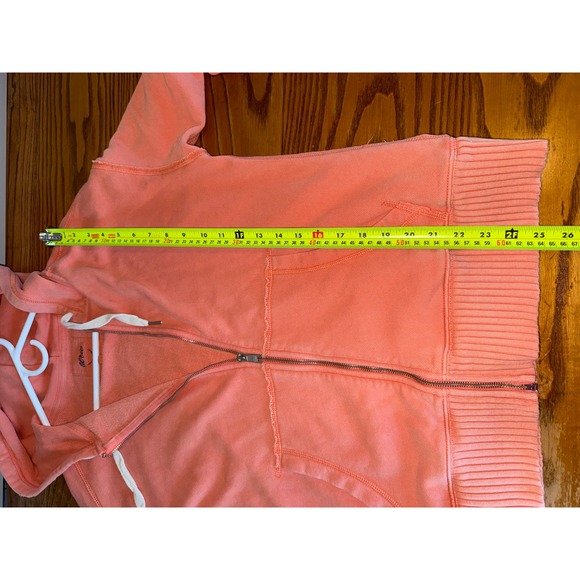Aerie Oversized Down to Earth Zip Up Hoodie Saturn Peach French Terry XS - Picture 8 of 10